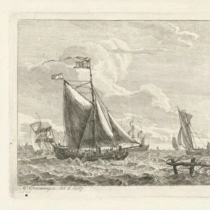 Eight sailing in rough seas, Gerrit Groenewegen, 1786