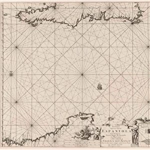 Sea chart of Haiti, the Dominican Republic, Venezuela and Curacao and Aruba