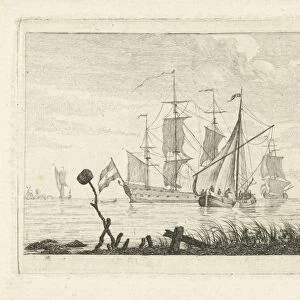 Seascape with various vessels, Gerrit Groenewegen, 1764 - 1826