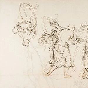 Sketch Judgment Solomon verso Dancing Mythological Figures