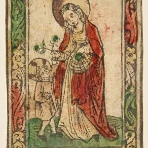 St Dorothea 15th century Woodcut hand-colored