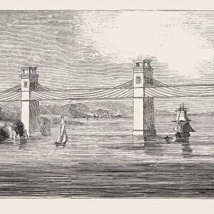 Stephensons Iron Tunnel Railway Bridge, Britannia, over the Menai Straits, 1846