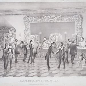 Temperance No Maine Law 1854 Lithograph image
