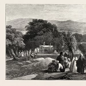 Tomb Of the Emperor Baber at Cabul, Afghanistan, Engraving 1879