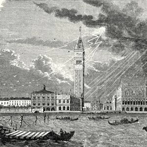 The tower of St. Marks in Venice, struck and damaged by lightning, April 23, 1745