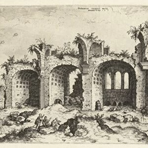 View of the ruins of the Basilica of Constantine, Hieronymus Cock, 1551