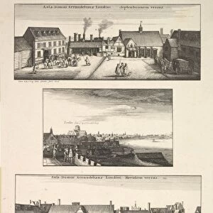 Two Views Arundel House London Thames roof 1646