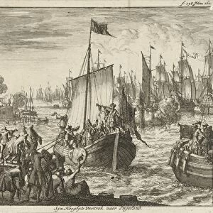 William III leaves with the fleet to England, 1688, Jan Luyken, Baltes Boekholt, 1689