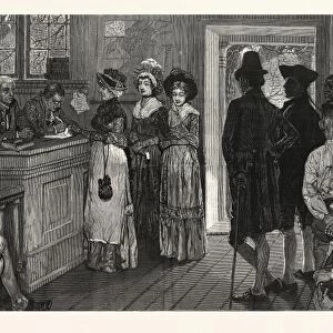 Women at the Polls in New Jersey in the Good Old Times, Drawn by Howard Pyle, US