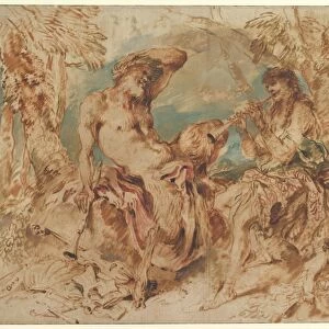 Youth Playing Pipe Satyr 1645-50 Brush colored oil paint