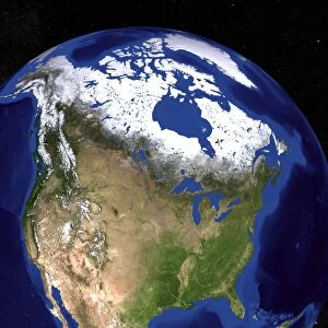 The Blue Marble Next Generation Earth showing the United States, Canada and Greenland