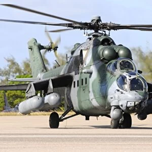 Brazilian Air Force Mil Mi-35 combat helicopter taxiing at Natal Air Force Base, Brazil