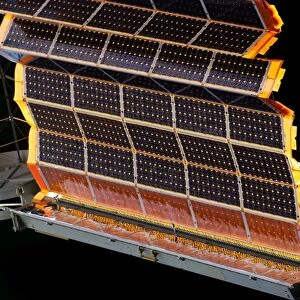 Close-up view of the solar arrays on the International Space Station