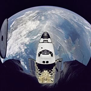 Fish-eye view of the Space Shuttle Atlantis