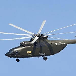 The Mil Mi-26 cargo helicopter in flight over Russia