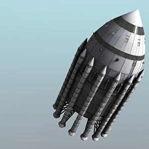 Orion-drive spacecraft in standard configuration for space flight