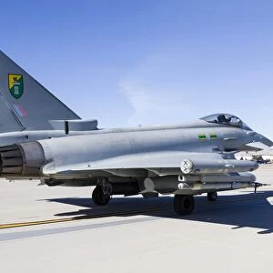 A Royal Air Force Typhoon fighter at Nellis Air Force Base, Nevada