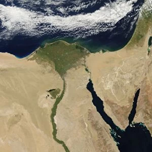 Satellite view of Cairo, Egypt, and the valley of the Nile River
