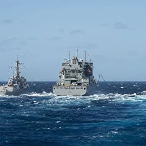 USS Momsen, USS Antietam and USNS Charles Drew in transit