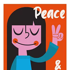 Peace & Love Mid Century Illustration