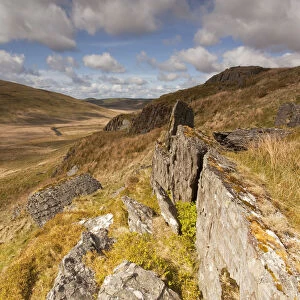 View from rocky outcrop into Pumlumon Fawr. Cambrian Mountains, Wales, May 2012
