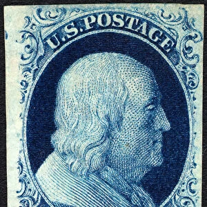 1c Franklin type II single, 1851. Creator: Unknown