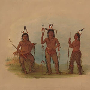 Alaeutian Chief and Two Warriors, 1855 / 1869. Creator: George Catlin