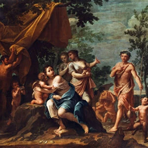 Apollo with Three Graces, Venus, Cupid and Pan. Artist: Franceschini, Marcantonio (1648-1729)