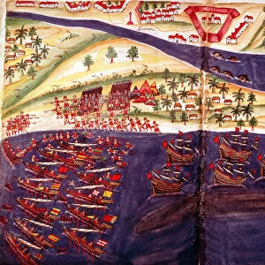 Battle between Muslims and Portuguese at Surat, Gujarat near Bombay, India, c16th century
