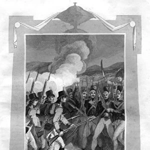 The British attacking the French line with bayonets at the Battle of Maida, 1816. Artist: I Brown
