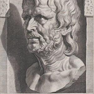 The bust of Seneca, in a stonework niche, ca. 1615. Creator: Cornelis Galle I