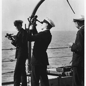 Cadets shooting the sun, Royal Navy College, 1937