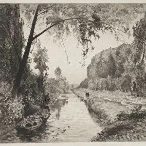 Canal at Pont Sainte-Maxence, c. 1878. Creator: Maxime Lalanne (French, 1827-1886)