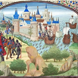The capture of Constantinople by land and sea in 1204. Miniature from the Historia by William of Tyre, 1460s. Artist: Anonymous