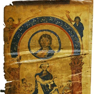 The Chludov Psalter. Christ Emmanuel. King David Enthroned, ca 850
