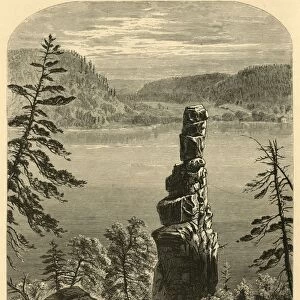 Cleopatras Needle, Devils Lake, Wisconsin, 1874. Creator: Alfred Waud