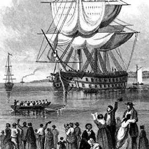 The Convict Ship, c1820. Artist: Henry Adlard