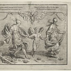 Cupid dancing with two allegorical women, 1612. Creator: Paulus Moreelse (Dutch, 1571-1638)