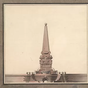 Design for a fountain with an obelisk, ca. 1760-80. Creator: Anon