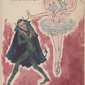 Devil and fairy, Christmas card, 1952. Creator: Shirley Markham
