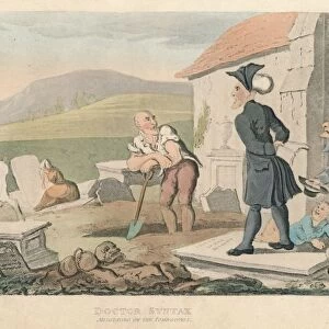 Doctor Syntax Meditating on the Tombstones, 1820. Artist: Thomas Rowlandson