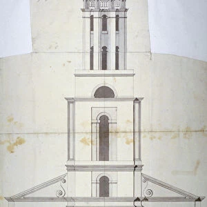 Front elevation of the Church of St George in the East, Stepney, London, 1800. Artist