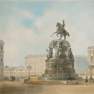The equestrian monument of Nicholas I of Russia on St Isaacs Square in Saint Petersburg. Artist: Charlemagne, Iosif Iosifovich (1824-1870)