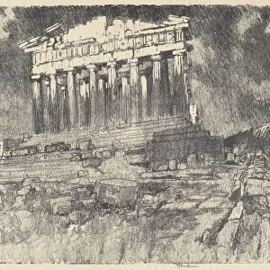 The Facade of the Parthenon, Sunset, 1913. Creator: Joseph Pennell