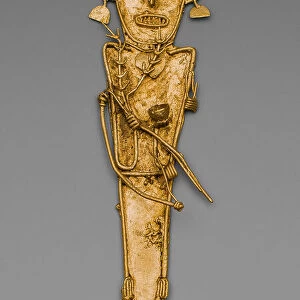 Figurine (Tunjo) of a Figure Holding Plants and Cup, Wearing a Crown, A. D. 1000 / 1500