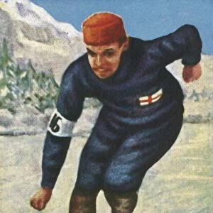 Finnish speed skater Clas Thunberg, 1928. Creator: Unknown