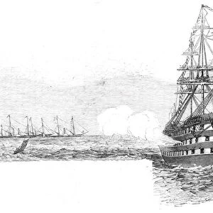 The Flag-Ship "Ocean", saluting the Royal Squadron, at the Nore, 1844