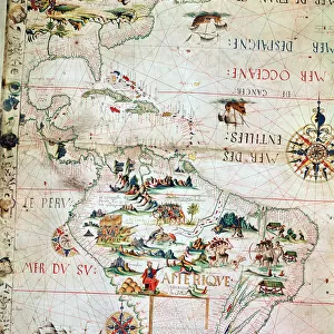 French Map of Central and South America, French, 1550