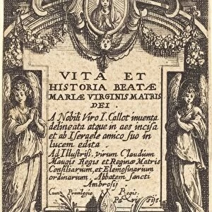 Frontispiece for "The Life of the Virgin", in or after 1630