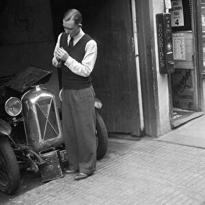 Geoffrey Baker and a Salmson 1090 cc car. Artist: Bill Brunell